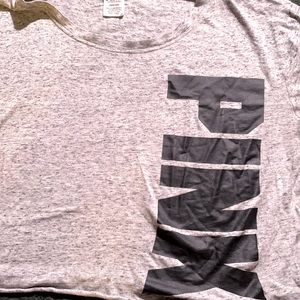 Gray with black specs PINK crop top